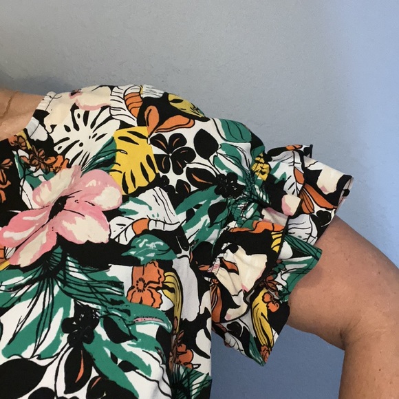 Lame Bryant Floral Blouse Ruffle Sleeve size 14 - Picture 2 of 7